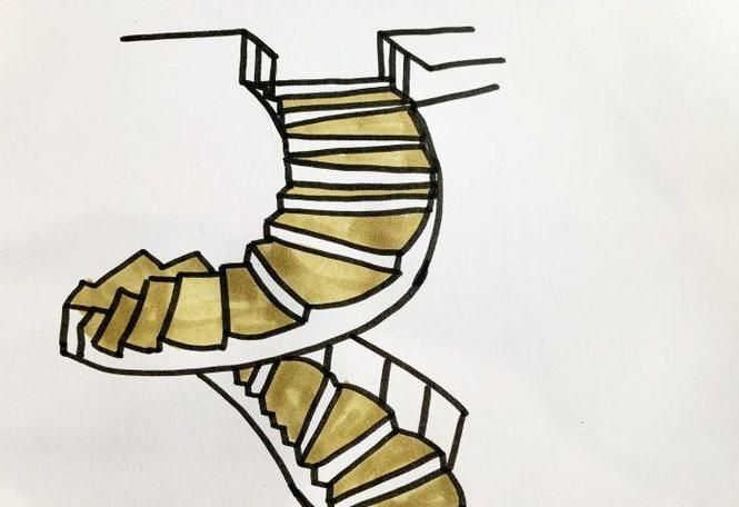 有沒有螺旋樓梯的簡筆畫教程？（有沒有螺旋樓梯的簡筆畫教程,掌握透視和分段技巧就能畫出來）