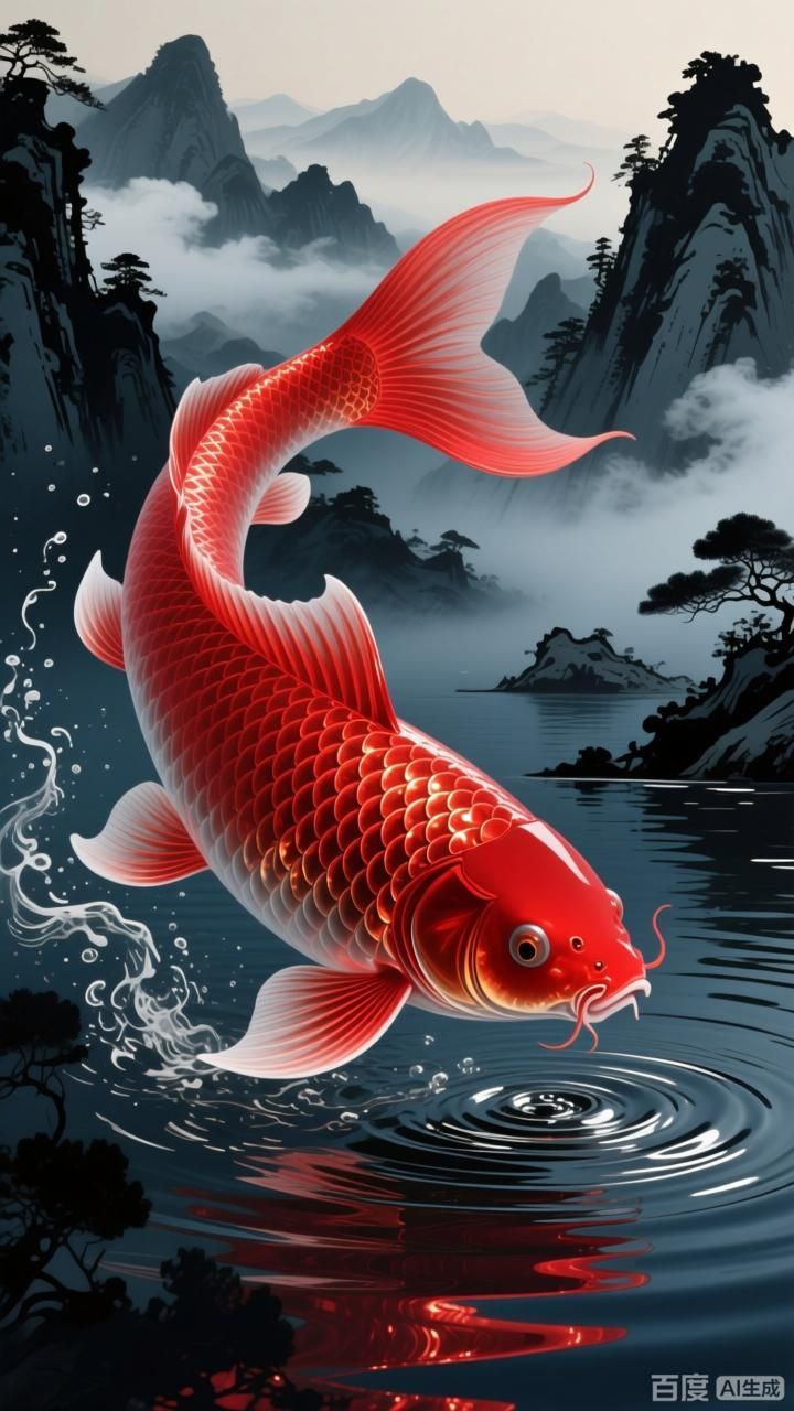 如何定制紅龍魚壁紙，如何定制紅龍魚壁紙，四張國風(fēng)紅龍魚壁紙
