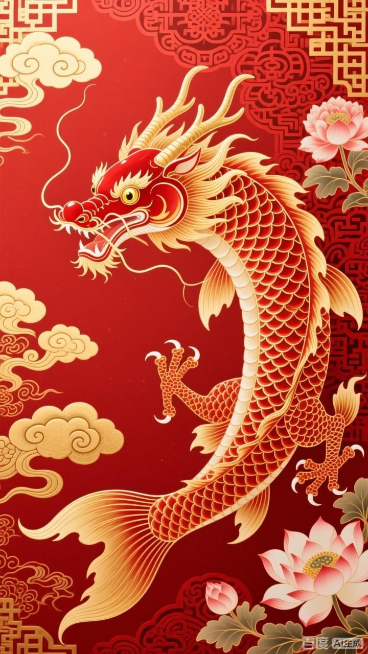 如何定制紅龍魚壁紙，如何定制紅龍魚壁紙，四張國風(fēng)紅龍魚壁紙