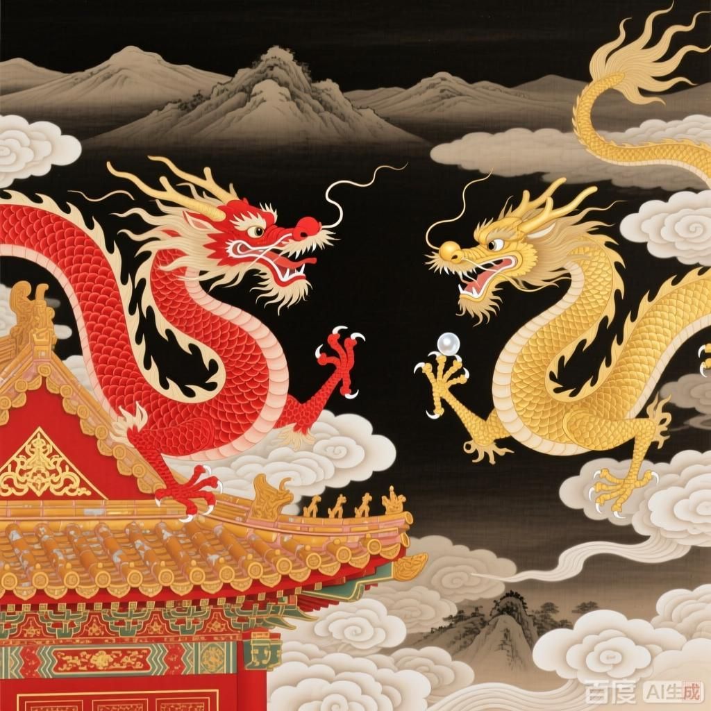 红龙与金龙的文化象征