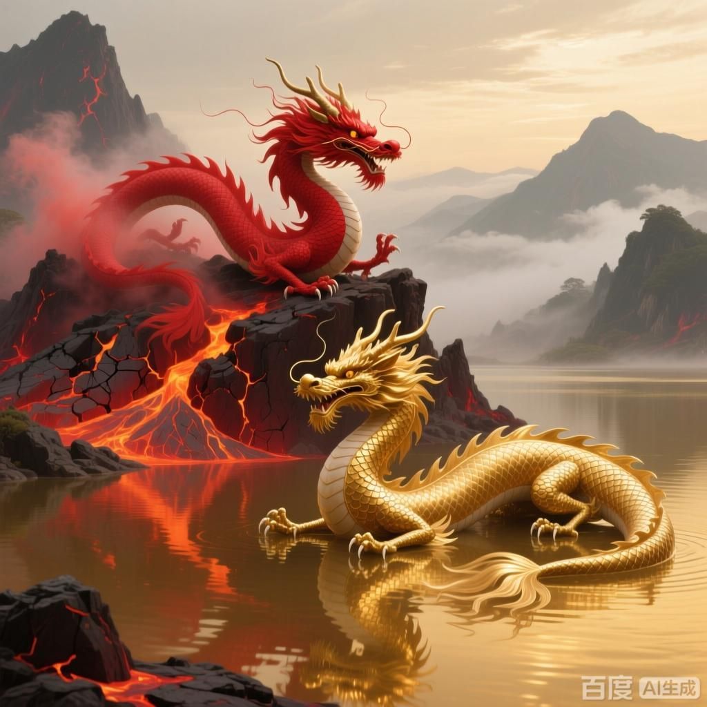 红龙与金龙的文化象征